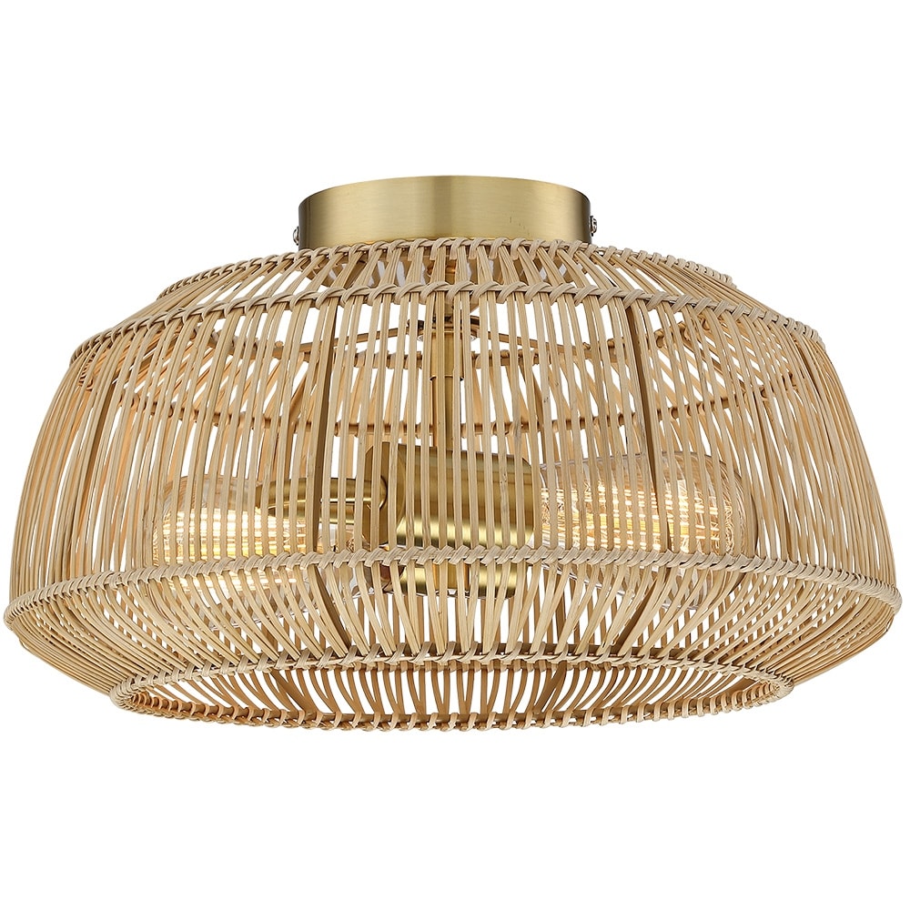 Bohemian Rattan Semi-Flush Mount Ceiling Light