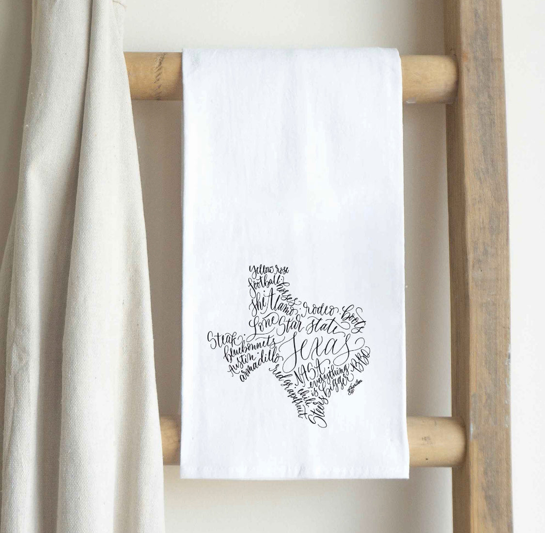 Texas Script Tea Towel